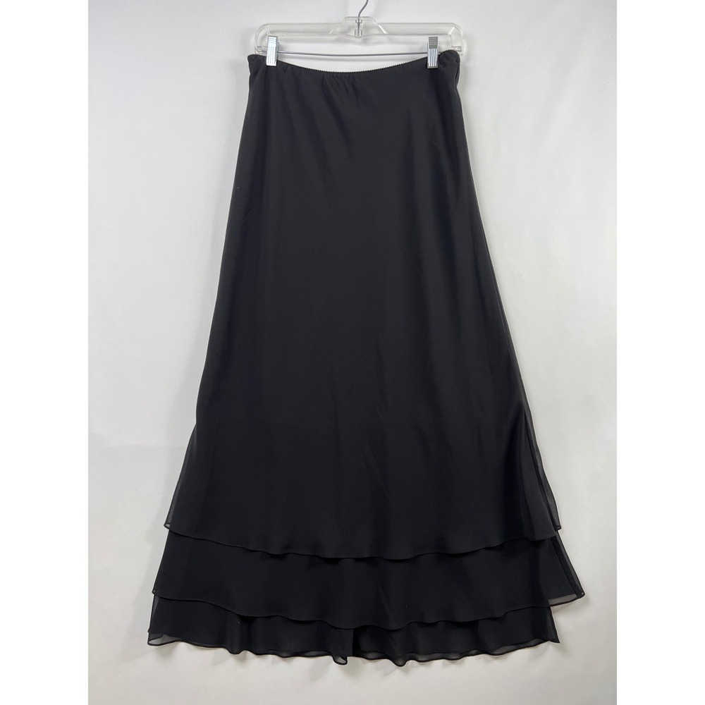 Alex Evenings Maxi Skirt Women Medium Black Tiered Formal Evening Classic Flowy